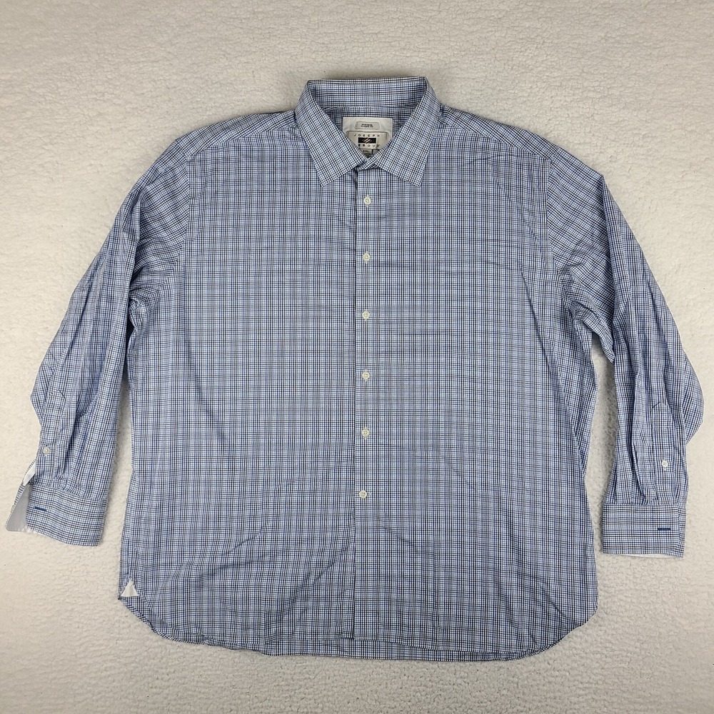 Joseph Abboud Shirt Mens 2XL XXL Blue Black Plaid Non Iron Dress Button Up